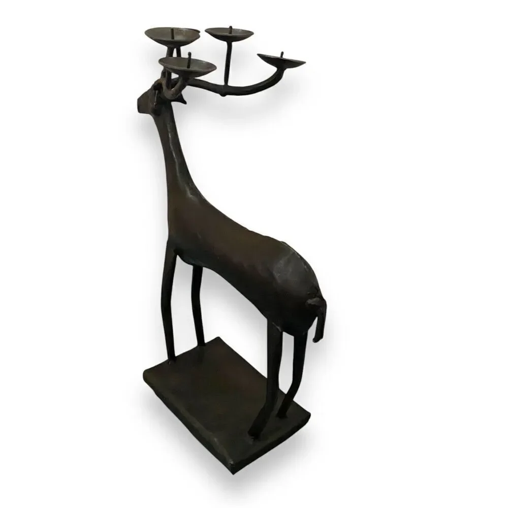 Neiman Marcus Reindeer Metal Work Welded Candle Holder Brutalist Antler 14”